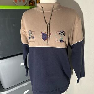 Bobbie Brooks Tan and Navy Crewneck Sweater
